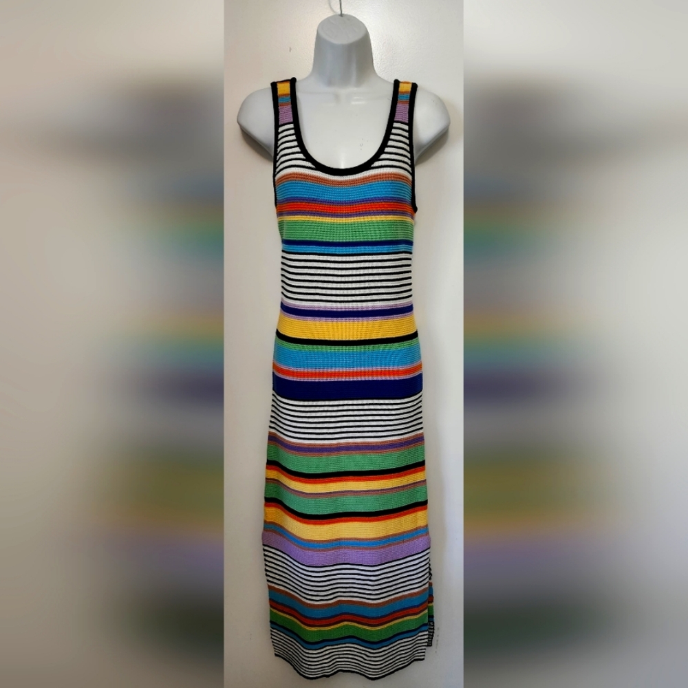 Sunshine Roxy Colorful Knit  Striped Beach Summer Dress